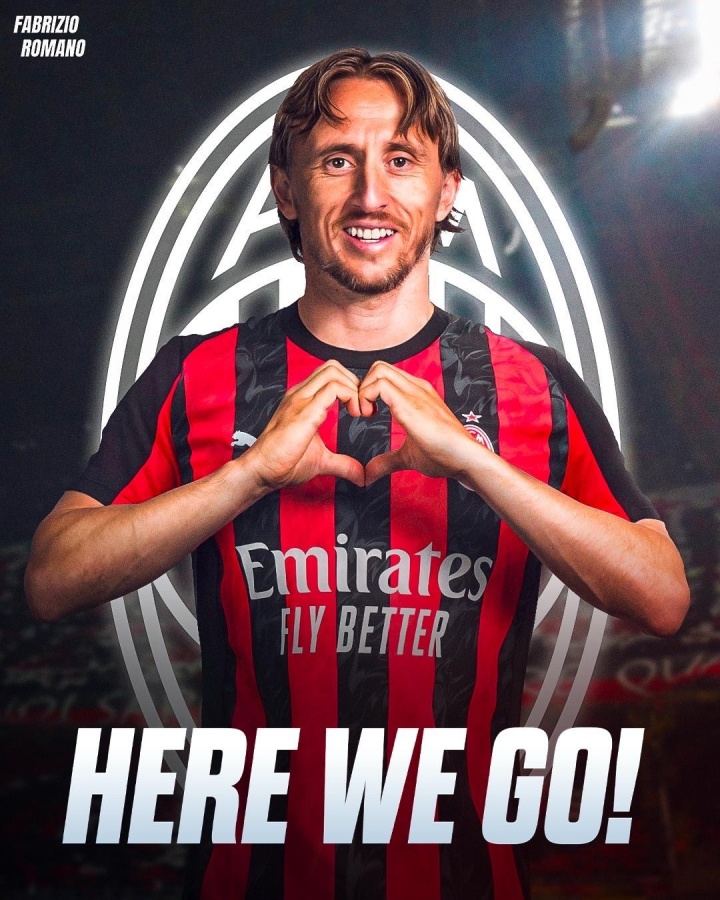 我們?nèi)?！羅曼諾：39歲的莫德里克（Modric）自由加入AC米蘭（AC Milan）